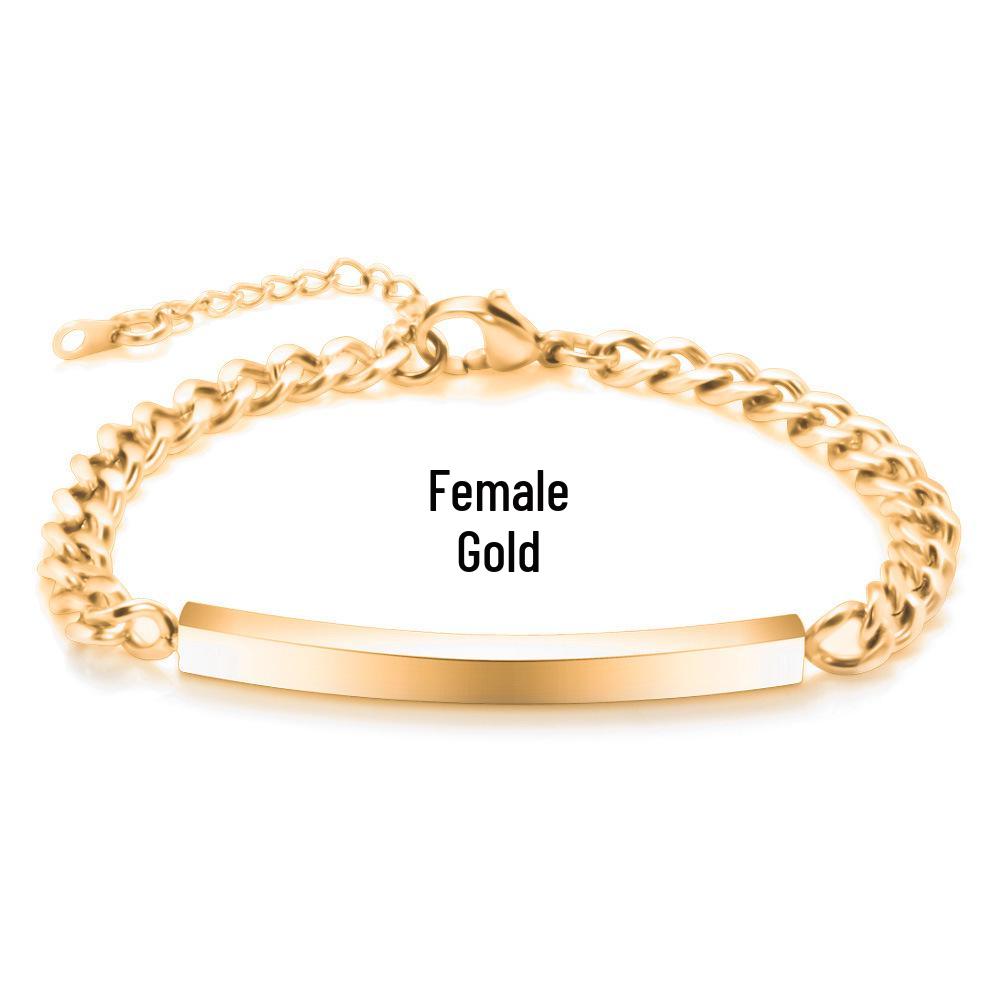 Engravable Titanium Steel Couples Bracelet – Sleek Long Strip Design for Men and Women
