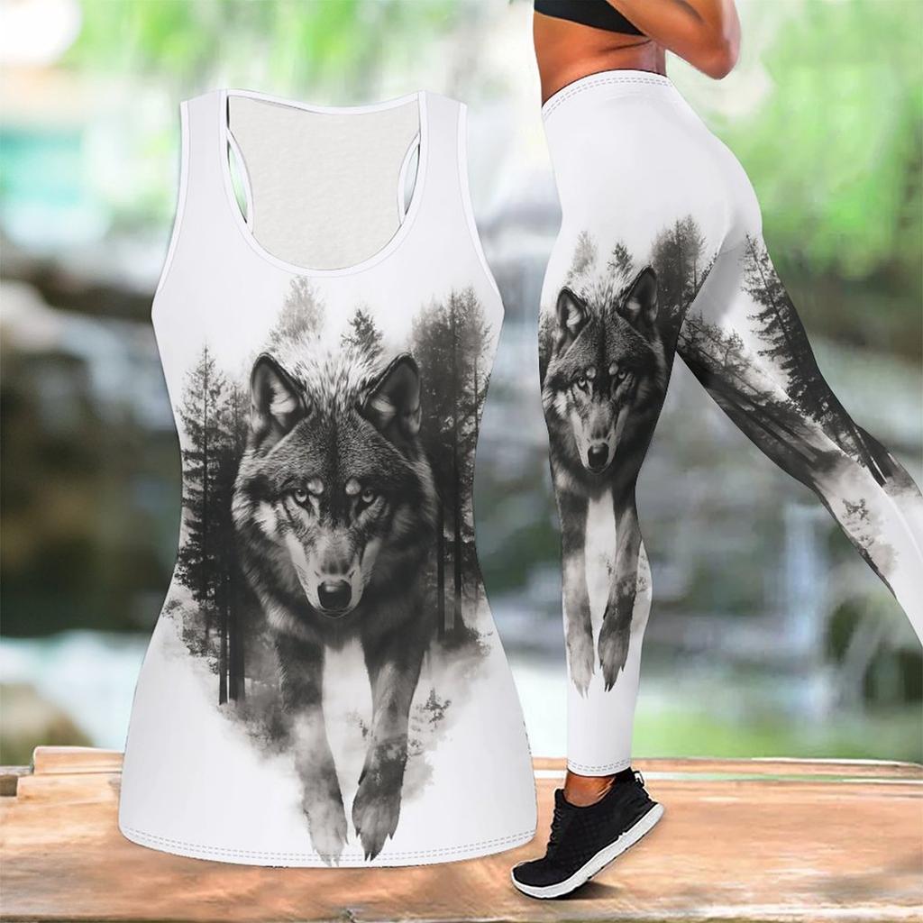 Animal Pattern Print Yoga Outfit for Women Fashion Workout Leggings Fitness Sports Casual Yoga Set Sports Suit