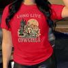Letters Pattern Cotton T-Shirt Short Sleeve Round Neck Women 2d Print Tops