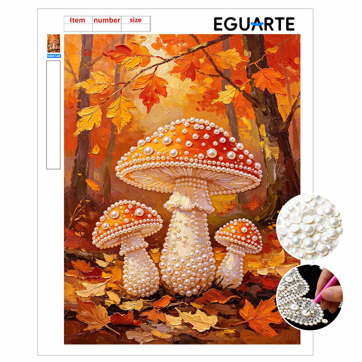 Pearl mushroom painting handmade creative projects. home wall decoration. 30x40
