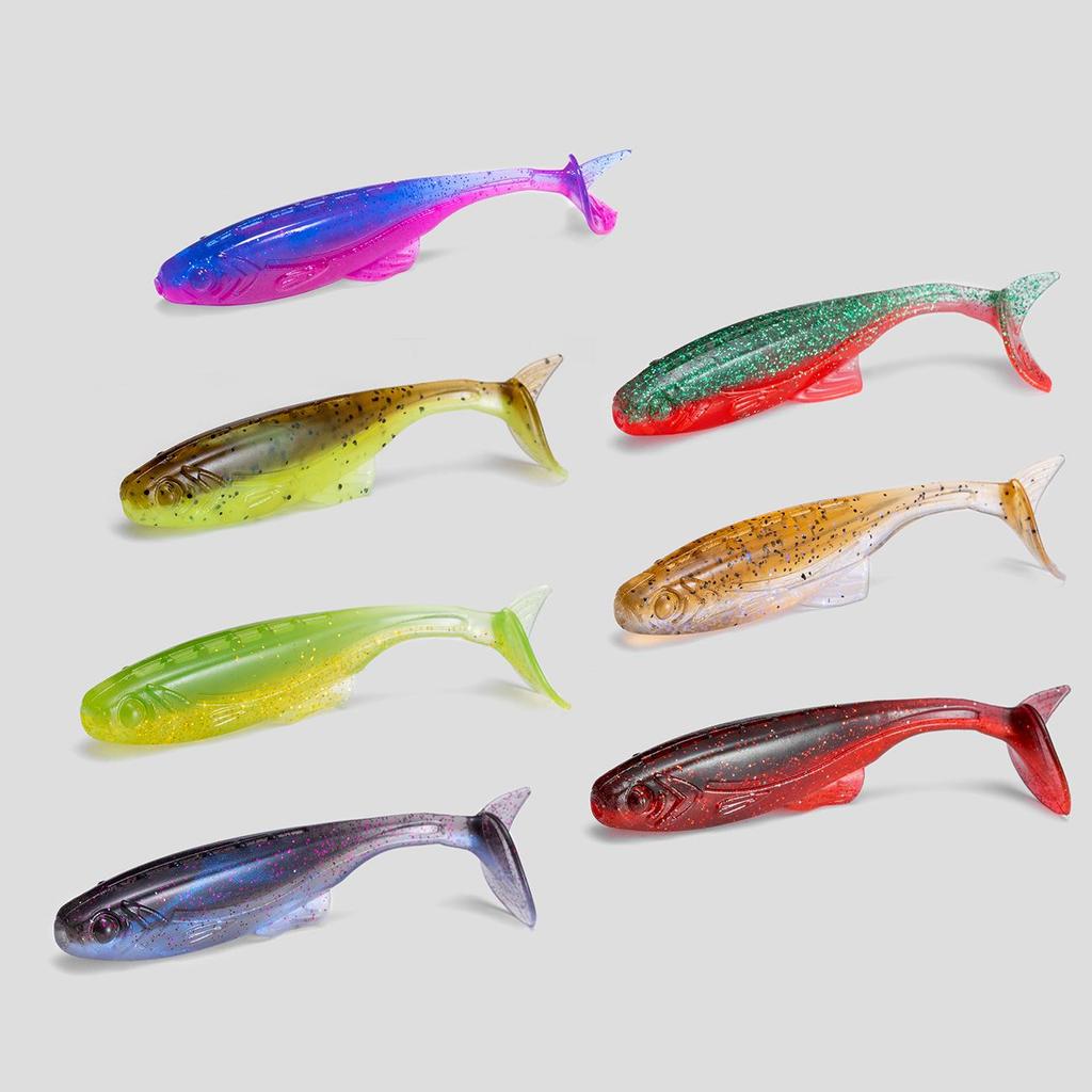 Floating Soft Bait T-Tail Lure with Lead Head Hook for Bass and Mandarin Fish Fishing Rig