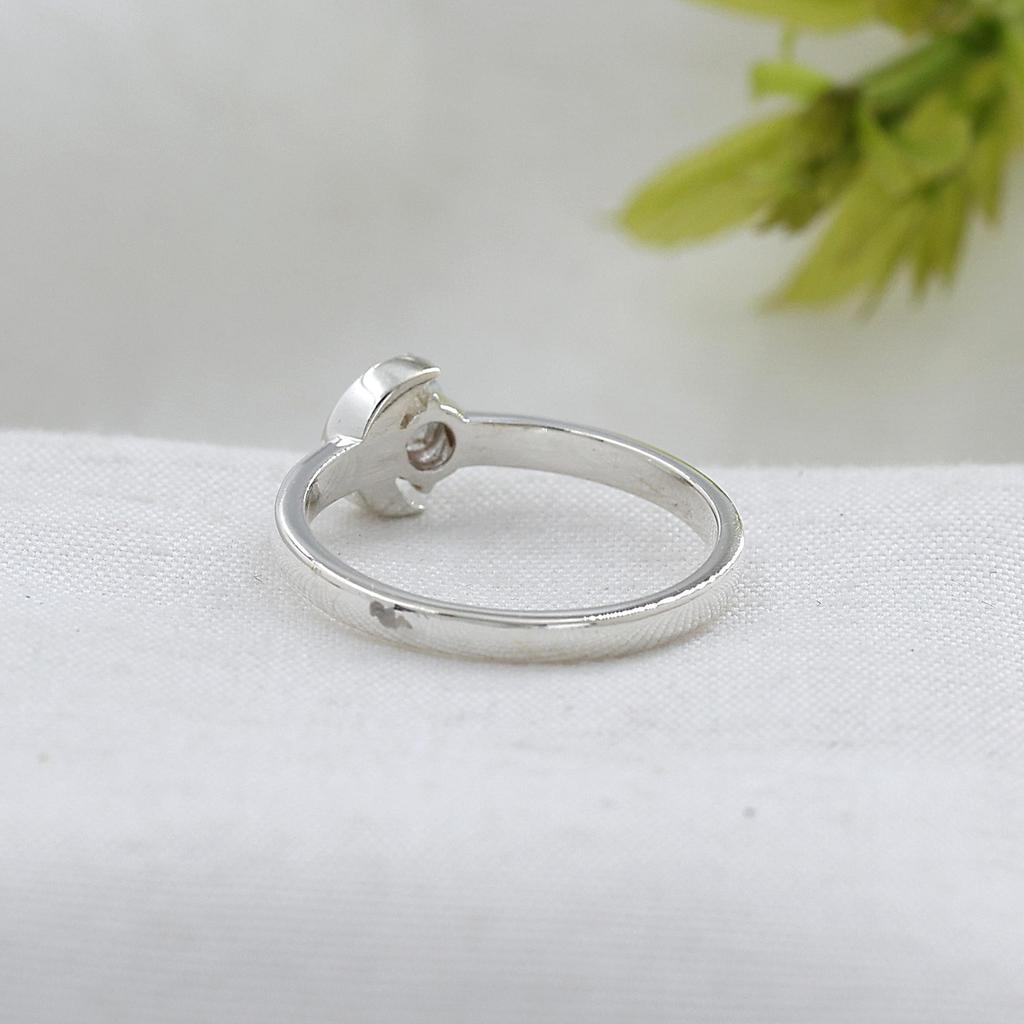 Blue Topaz Silver Half Moon Ring, 925 Sterling Silver, Handmade Jewelry, Women Silver Ring, Gift For Her Ar8918