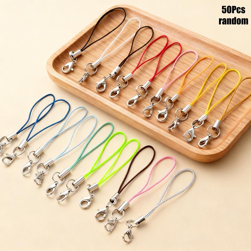 50Pcs Polyester Cord Lobster Clasp Cell Phone Lanyard Cords For Keychain Crafts Handmade Phone Rope Toys Diy Jewelry Making