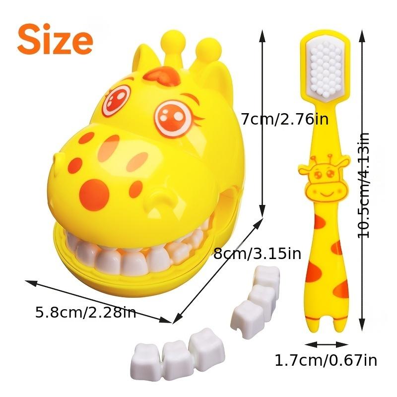 1 children's dentist toy set, giraffe brushing model, educational dental casting toy, removable mouth with teeth, PP material