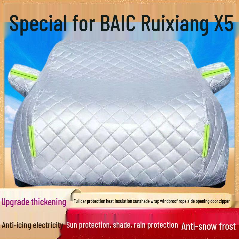 

BAIC RuiXiang X5 Car Cover: Sun, Rain, Dust Protection, Heat Insulation, Frost, and Snow Shield. Thickened with Cotton, Hail Protection, 4 Seasons