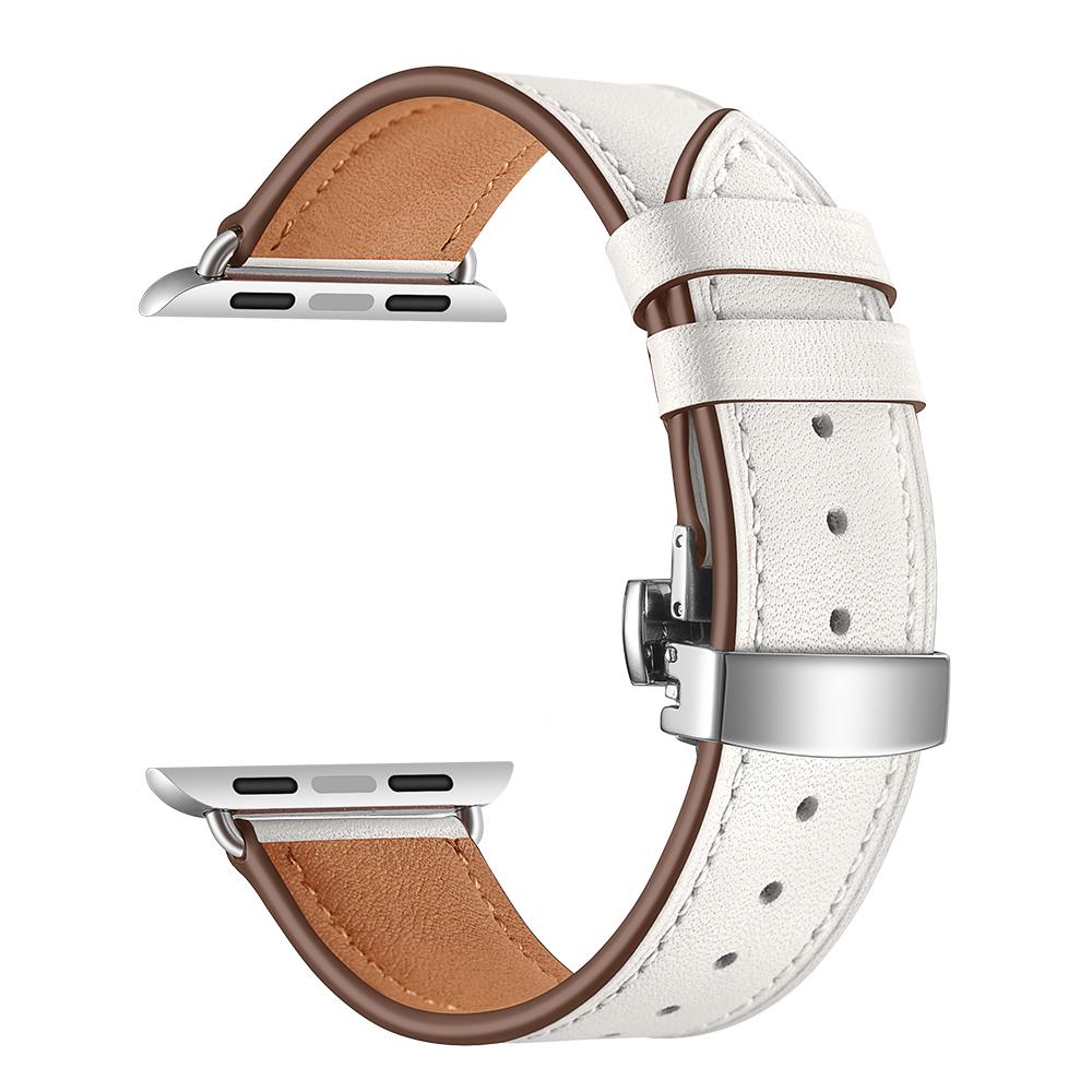 Watchband For Apple Watch Band Genuine Leather Strap Apple Watch 7 6 5 4 3 2 1 SE 45mm 41mm Butterfly Clasp Strap for iWatch 44/40mm 42 38