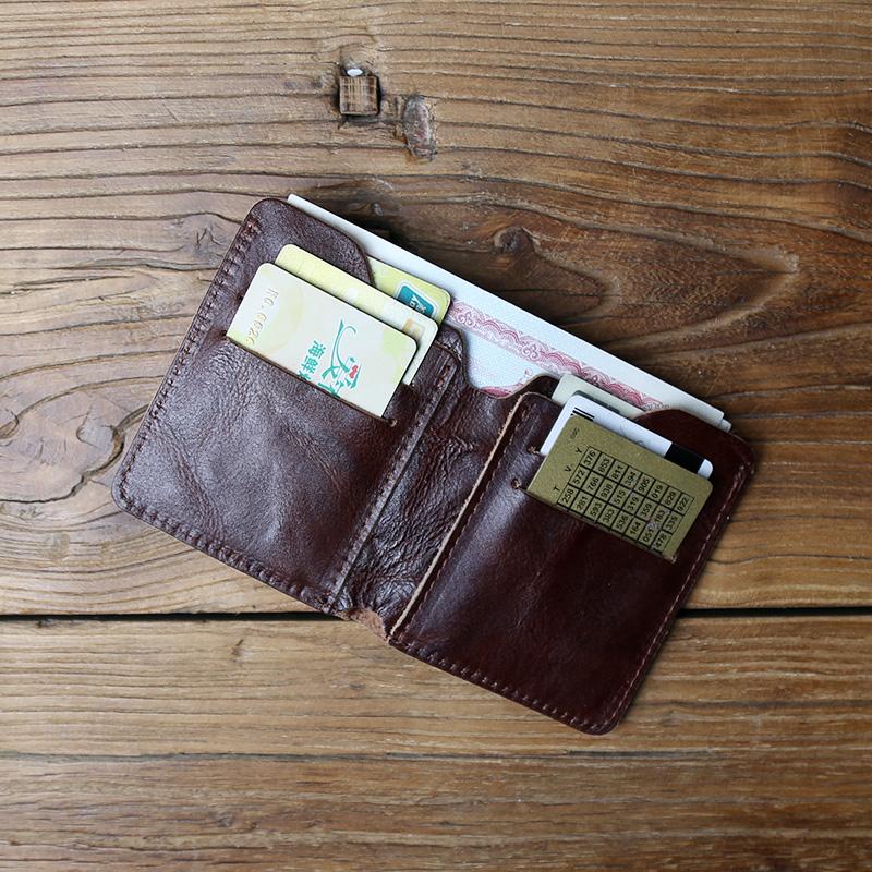 NZPJ Retro Genuine Leather Men's Wallet Natural Top Layer Cowhide Wallet Vertical Women's Wallet Bank Card Bag
