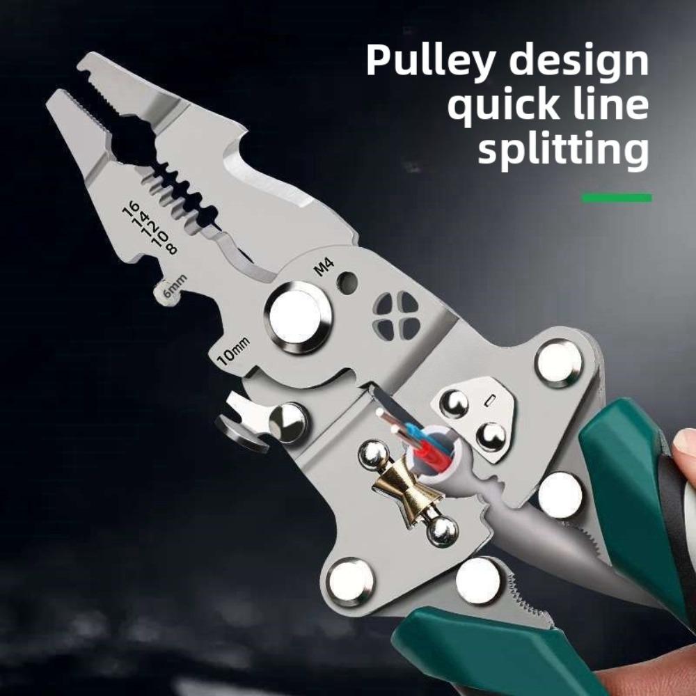 Foldable Multifunctional Lightweight Wire Stripping Pliers 12in1 for Cutting Pressing Winding Household Electrical Use Durable
