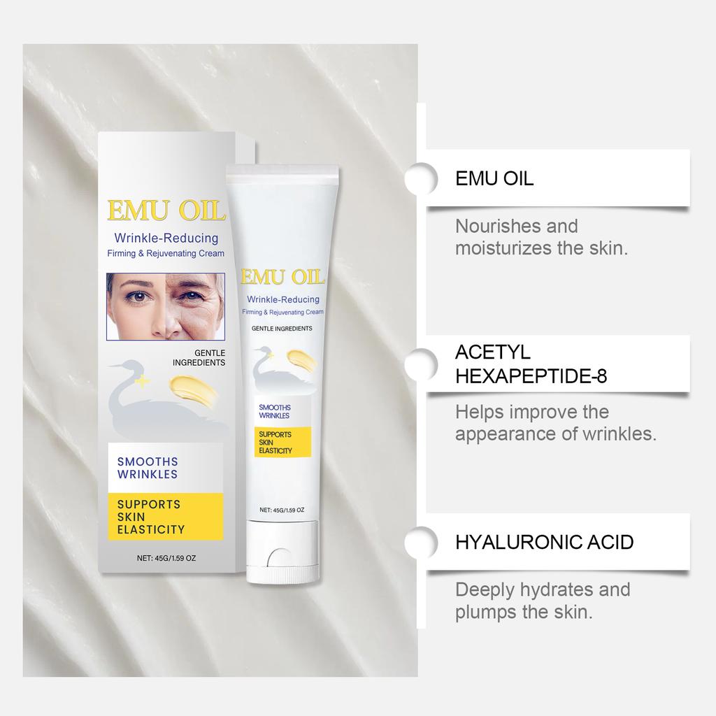 Emu Oil -Wrinkle Firming Revitalizing Cream Smoothing Lines, Brightening Deep Moisturizing And Enhancing Elasticity Skin Care Cream.