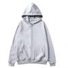 Unisex European & American Style Zip-Up Fleece Hoodie - Solid Color Sportswear for Autumn & Winter
