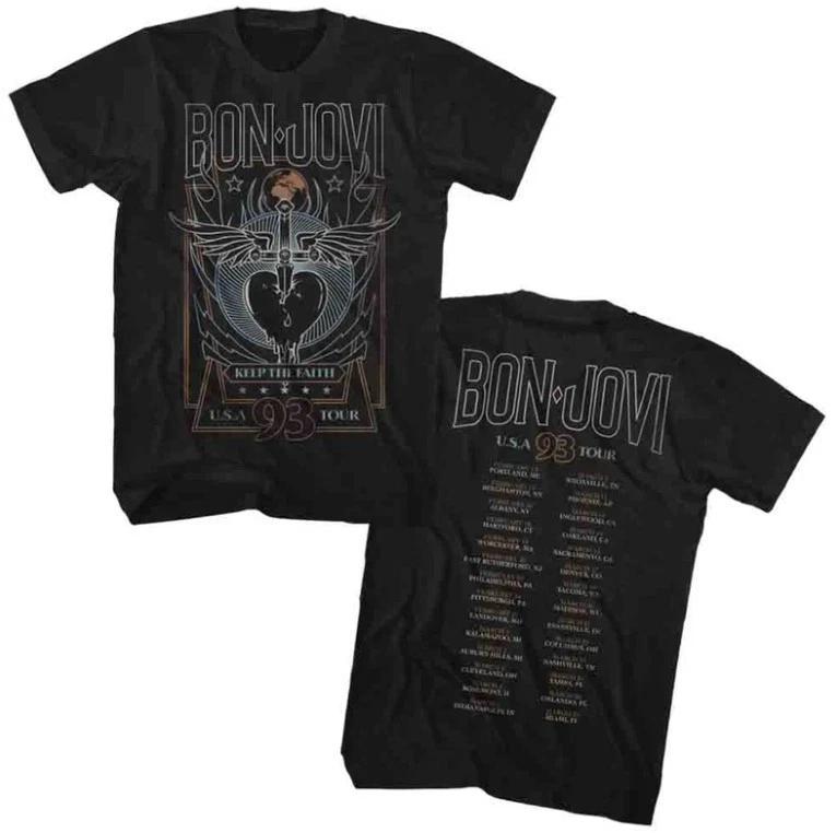 Bon Jovi 93 Tour Black Adult T-Shirt XXXXL
