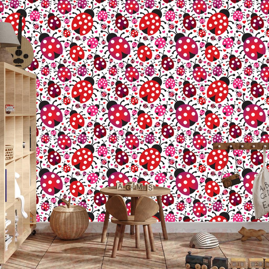 Ladybugs and Hearts Wallpaper for Living Room and Bedroom 50x1000