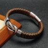 Newest Retro Braided Leather Bracelet Men Jewelry Trendy Stainless Steel 8 Magnetic Clasp Bangles Wristband