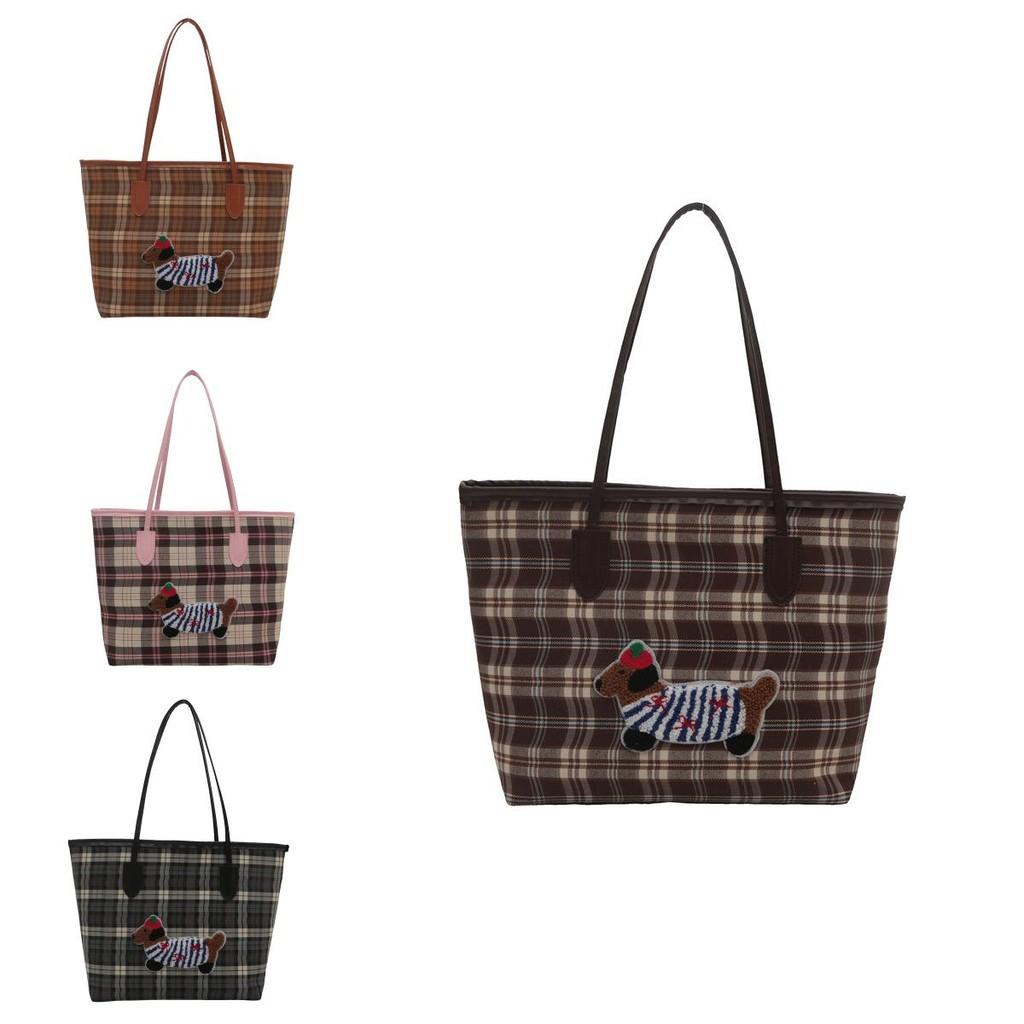 Chic Urban Minimalist Large Tote Handbag For Women Featuring Trendy Plaid Design