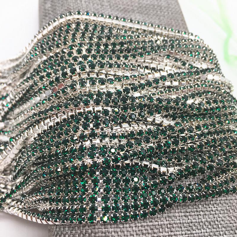 Wholesale 1-Row 1 yard SS6 Cystal Rhinestone Trim Close Cup Chain Claw DIY Jewelry Making