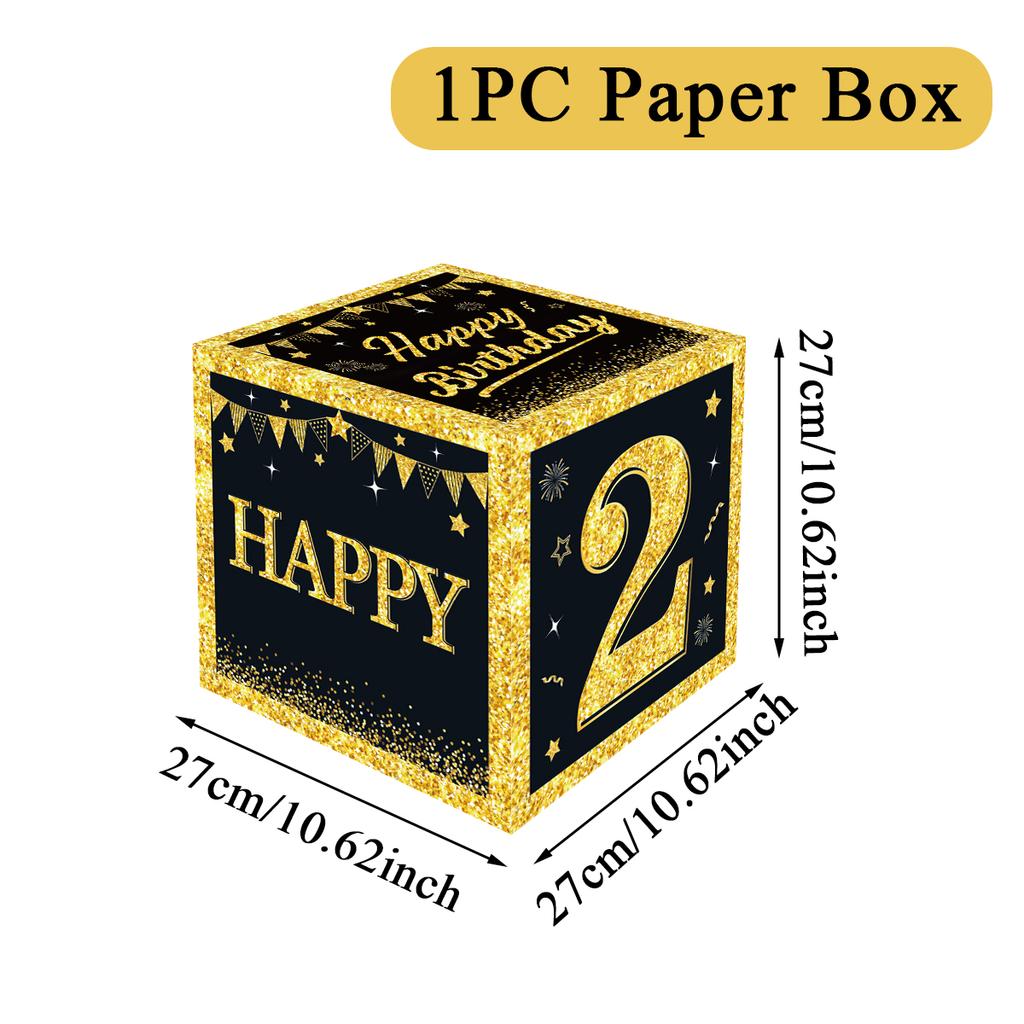 Black Gold Birthday Number Box Happy DIY 0-9 Birthday Party Decoration Kids Adults Birthday Party 18 30 40 50 Anniversary Decor