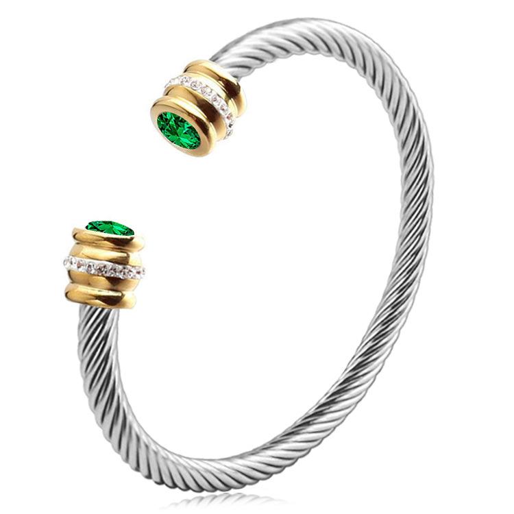 

1 шт. Браслет-кабель из нержавеющей стали с 12 камнями по месяцам рождения и цирконием, подходит для женщин May серебряный