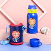 Cartoon Children's Straw Water Cup Strap Bouncing Cup Children's Vacuum Double-lid Double-layer Stainless Steel Vacuum Flask