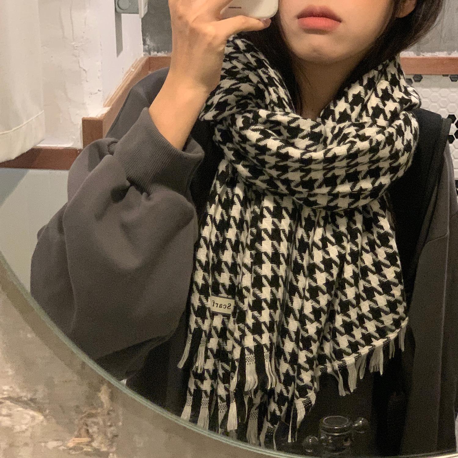 Коллекция Thousand Birds Plaid Scarf Women s Winter Advanced Sense Thickened Warm Scarf Men