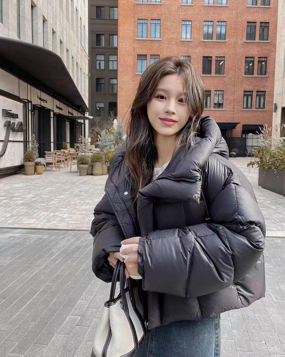 

Зимняя мода с капюшоном, короткое пальто для женщин, розовая сладкая одежда L чёрный