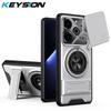KEYSION Magnetic Phone Case for TECNO Pova 6 6 Pro 5G Slide Camera Lens Protection Upright Kickstand Ring Shockproof Back Cover