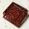 Sandalwood Ming & Qing Antique-Style Carved Incense Box and Burner, Solid Wood Zen Tea Ceremony Holder