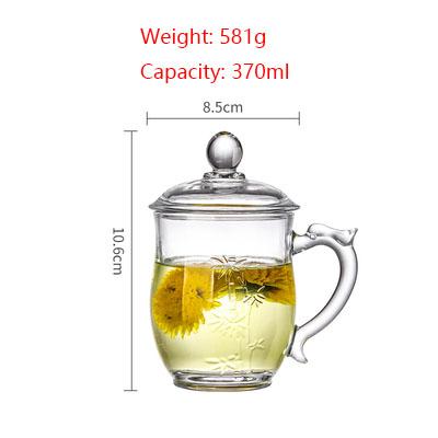 Glass Tea Cup Flower Clear Lead-Free Coffee Mugs with Handle and Lid Tea Cup for Women Birthday Valentines Wedding Gifts
