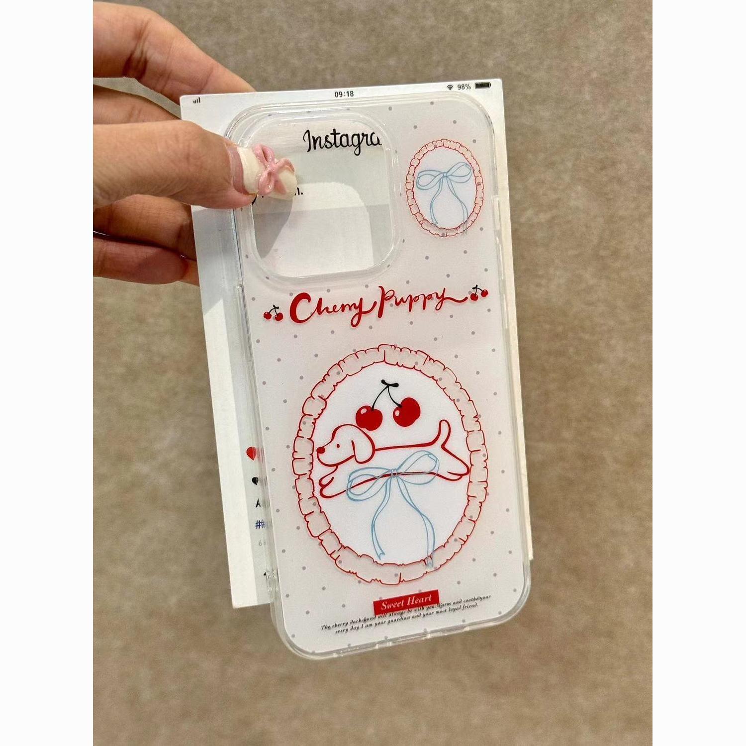 

Двухслойный чехол для телефона с дизайном «Собака и вишня» для iPhone 11, 12, 14, 15, 16 Pro/Pro Max - Матовый белый жесткий чехол iPhone 13