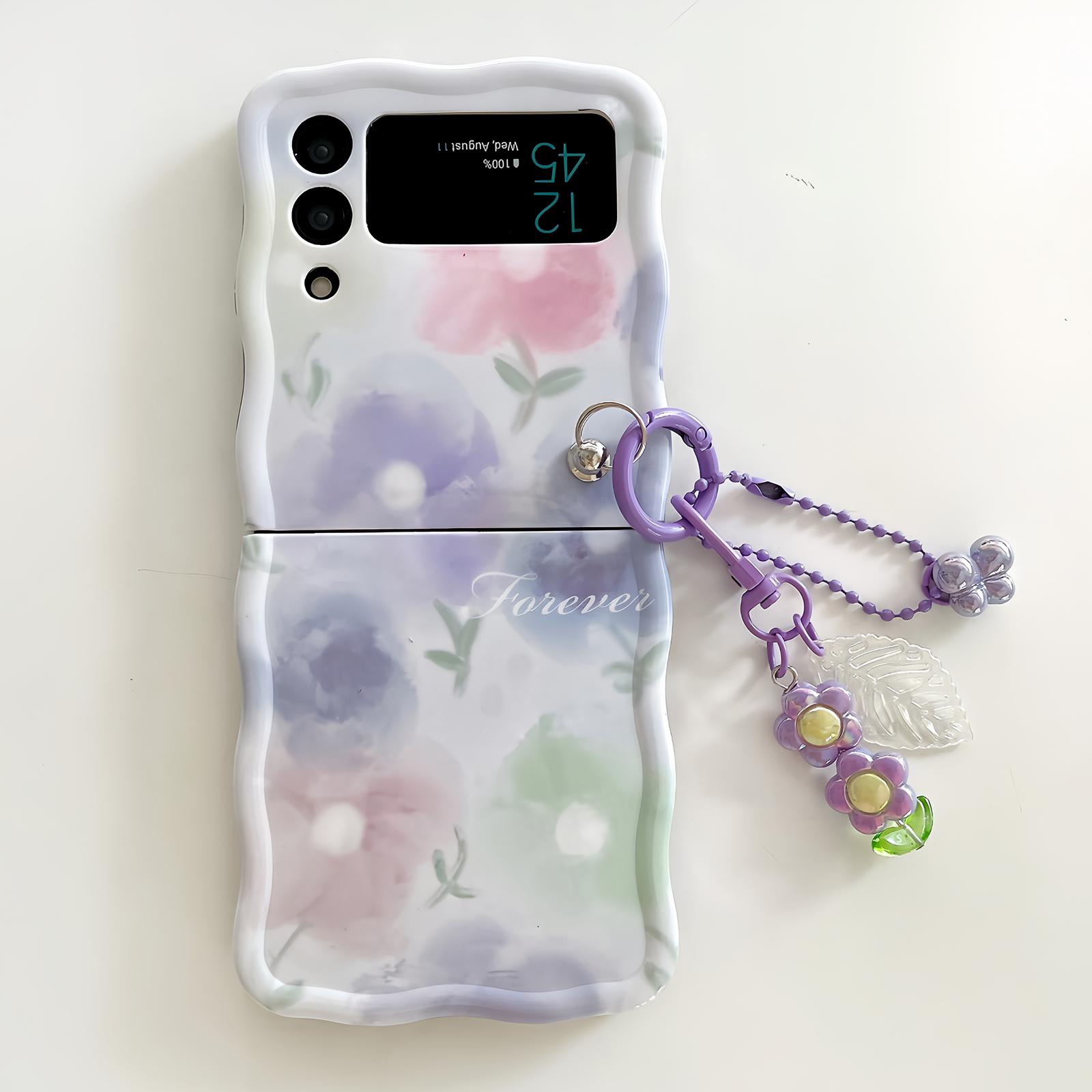 

For Samsung Galaxy Z Flip4 5G Phone Cover TPU Floral Pattern Back Case Purple Flower