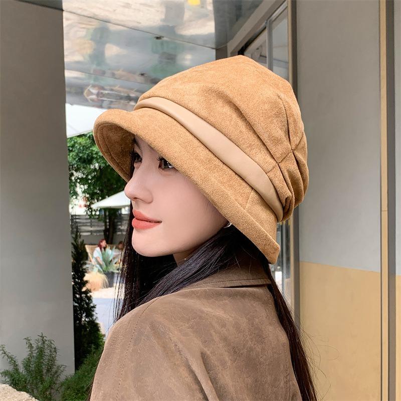 Women S Vintage Wide Brim Bucket Hat Warm Casual Foldable Cap