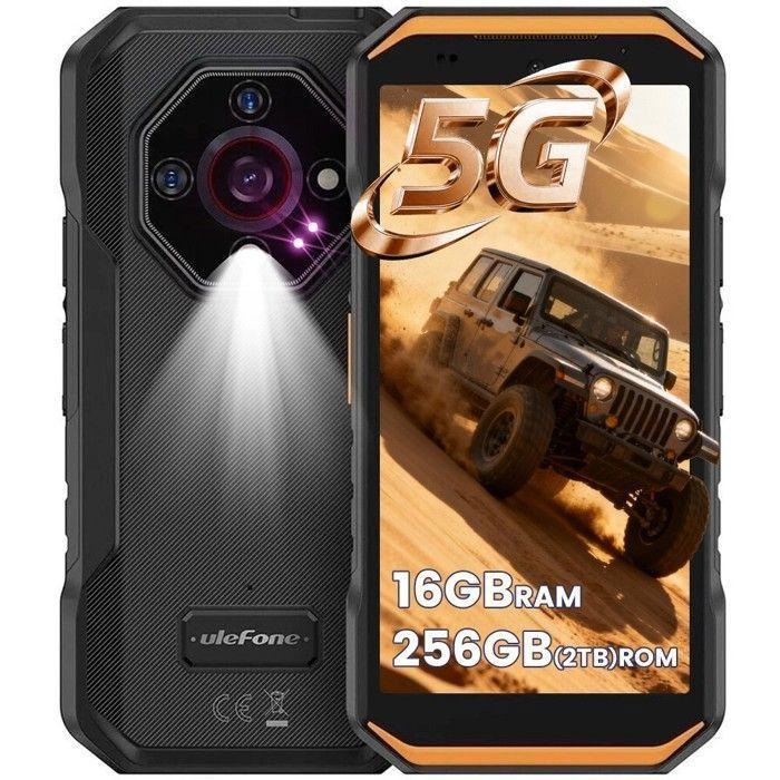 Telephone Portable Incassable 5G Ulefone Armor X32 Pro 16Go+256Go Écran 5,65" 5500mAh 64MP Smartphone Robuste Dural SIM/NFC Orange