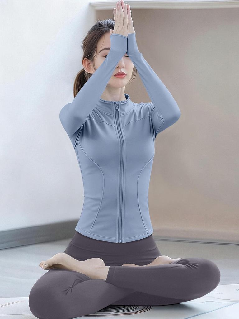 2025 Autumn Winter Stand Collar Slimming Yoga Jacket - Long Sleeve Professional Pilates Fitness Top