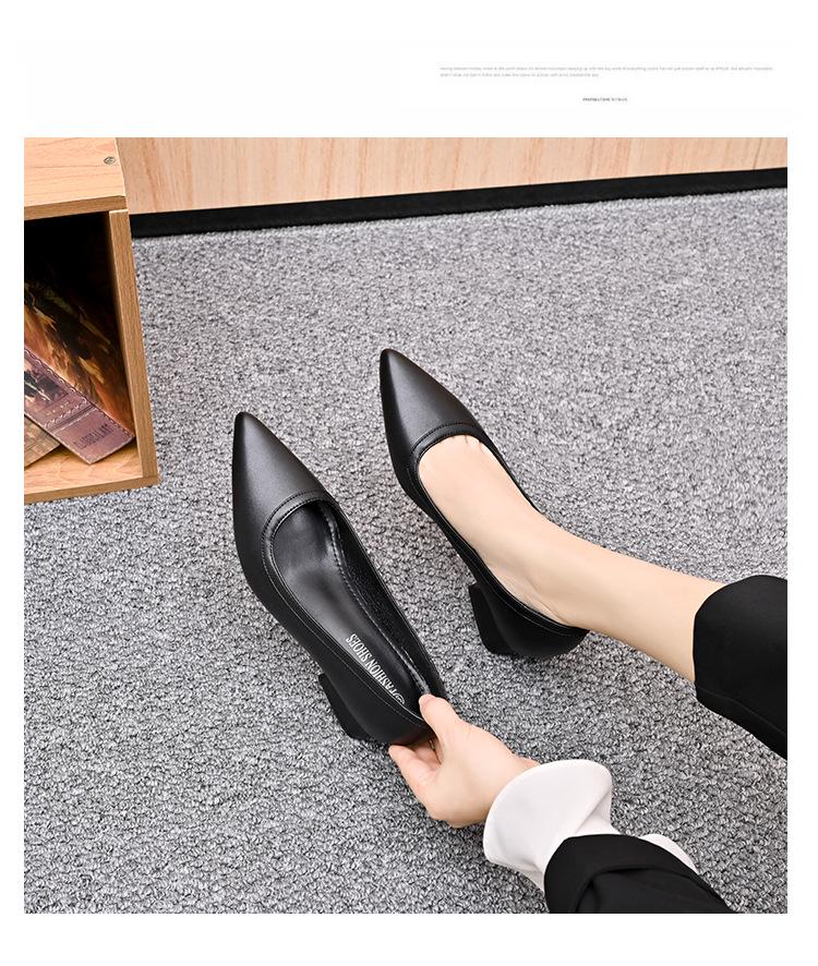 6cm Heel Height-Increasing French Pointed-Toe Black Women's Shoes - Perfect for Skirts and Professional Wear
