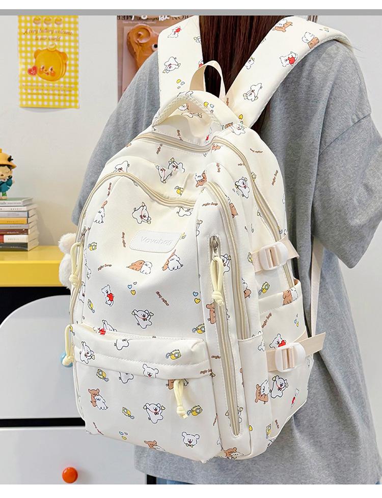 Schoolbag Fresh and Sweet Cartoon Print Backpack Female Anti-splash Nylon Computer Backpack Ins Niche Backpack Female