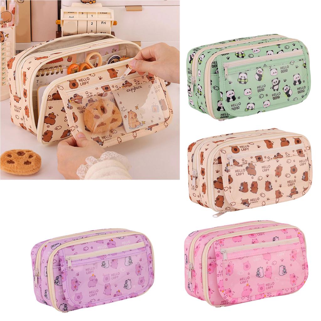 Large Capacity Pencil Case High Capacity Pen Holder Bag Zippered Pen Pouch Travel Makeup Pouch for Student Women Girl