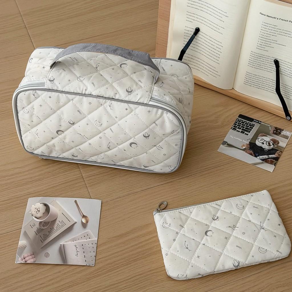 Star Moon Cotton Makeup Bag Large Capacity Multilayer Travel Organizer For Women And Men