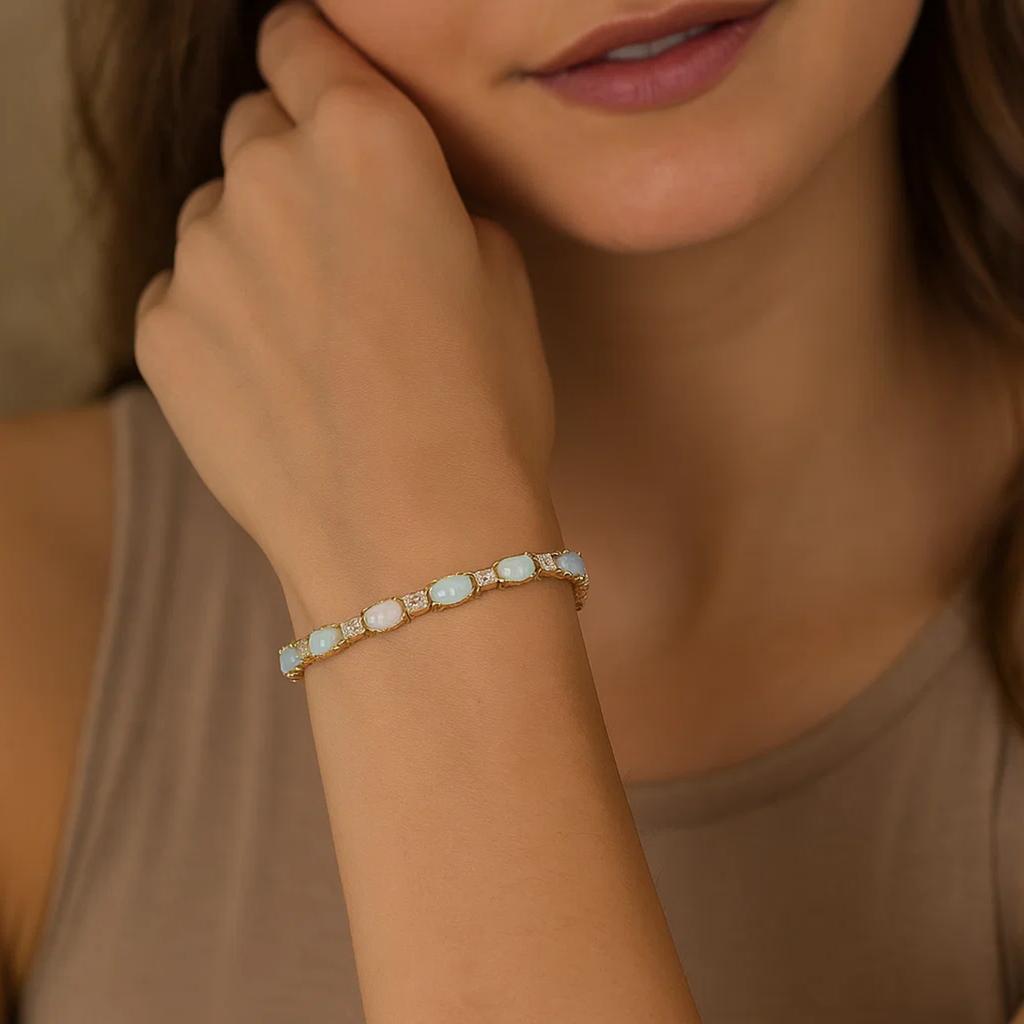 Opal Tennis Bracelet -925 Sterling Silver
