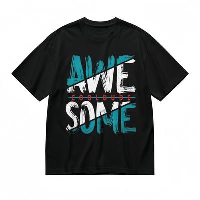 Men's T-shirt With Vibrant Split Text Art Graphic Unisex Black 100% Cotton Tee