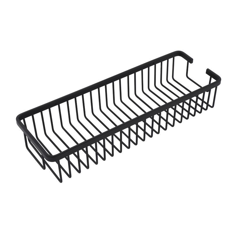 Punch-Free Wall-Mounted Black Bathroom Storage Shelf for Cosmetics