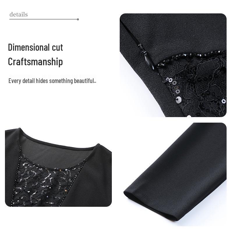 2025 Spring Retro Embroidered Long Sleeve Plus Size Slimming Dress for Middle-Aged Women