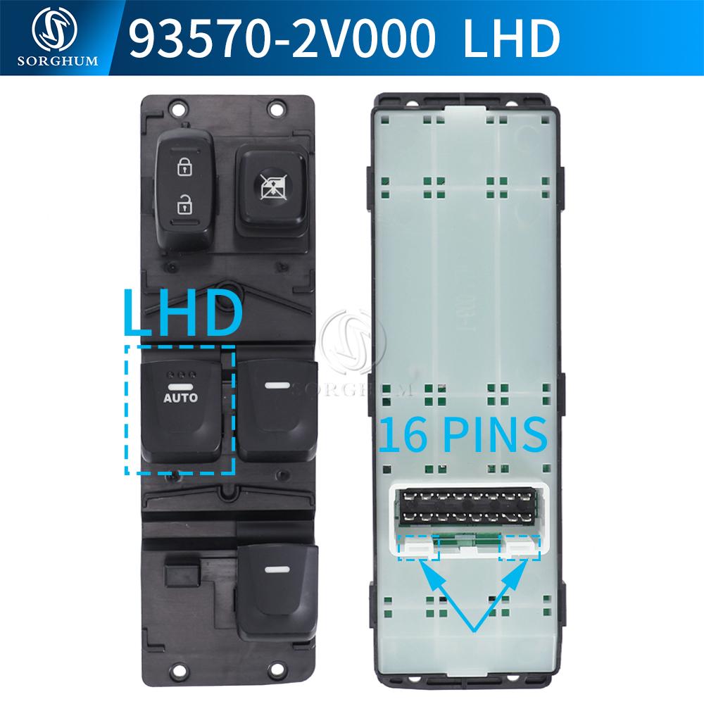 SORGHUM 93570-2V000 Front Left Master Power Window Switch For Hyundai Veloster 1.6L 2012 2013 2014 2015 2016 2017 935702V0004X 93570-2V000