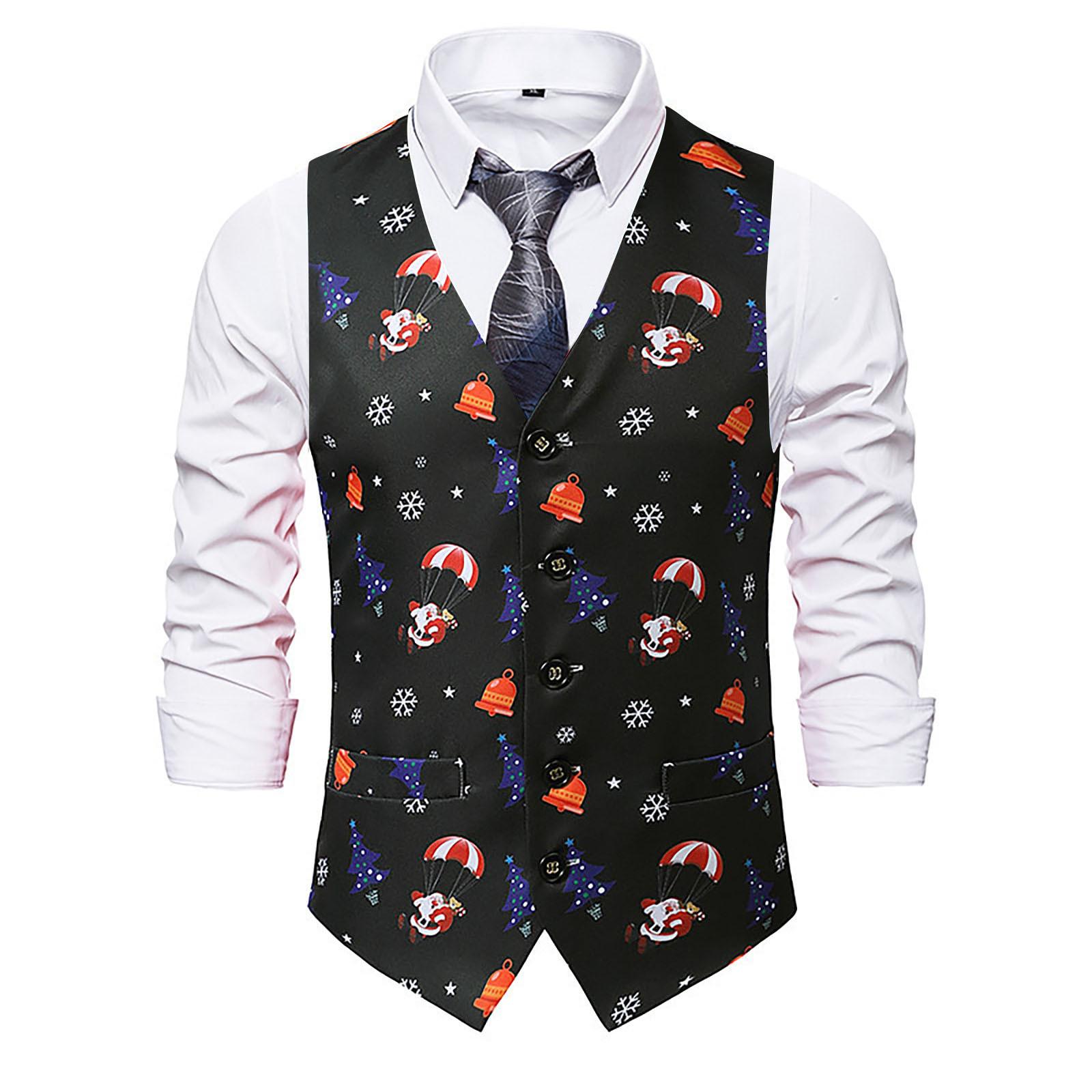 Мужской снеговик, Рождественский необычный жилет, винтажная куртка без рукавов на пуговицах для вечеринки M