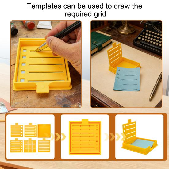 Note Holder for Desk Plastic Note Box with 5 Templates And Clamp Multi-Functional Note Organizer for Office School Home Use