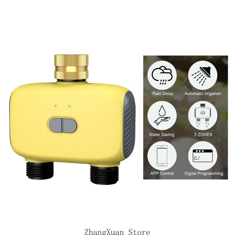 3XUF Outdoor Irrigation Controller Double Hose Connector Water Timer With Rain Delay And App Based Scheduling Functionality