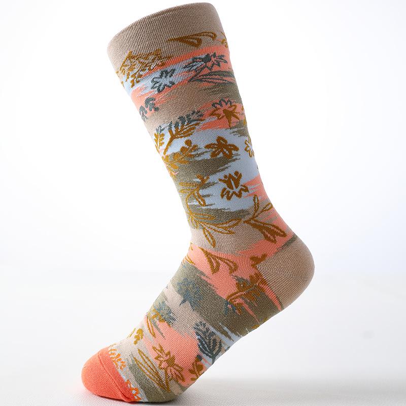 Coton peigné nouveau phare rétro chaussettes de marée japonaises hommes et femmes chaussettes mi-mollet brodées