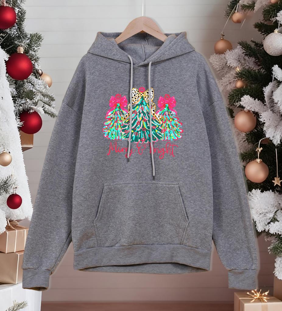 Merry Christmas Colorful Trees Prints Men Hoodies Oversized Hoodie Pocket Fleece Streetwear Autumn Comfortable Male Pullover
