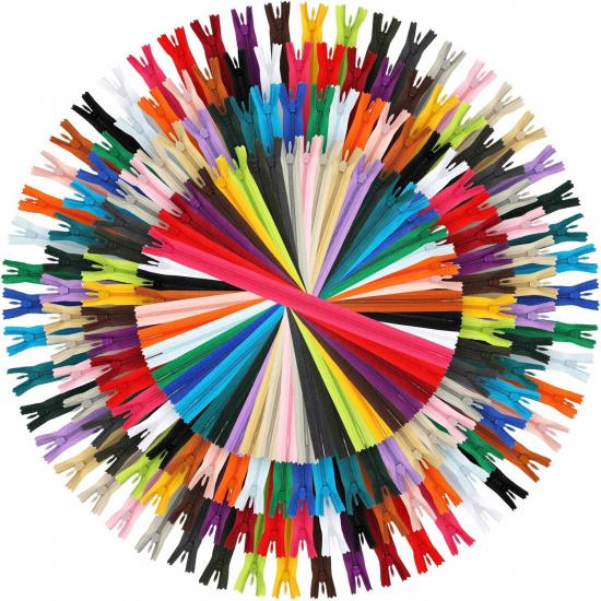200 Pieces Nylon Invisible Zippers Colorful Sewing Invisible Zippers for Clothes Sewing Crafts, 6 Inch, 8 Inch, 14 Inch, 18 Inch, Hidden Zippers in