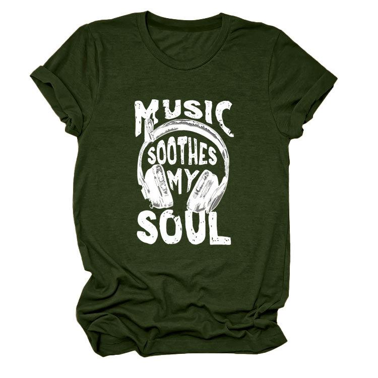Personality trendy music soothes my ladies bottoming round neck short sleeve t-shirt