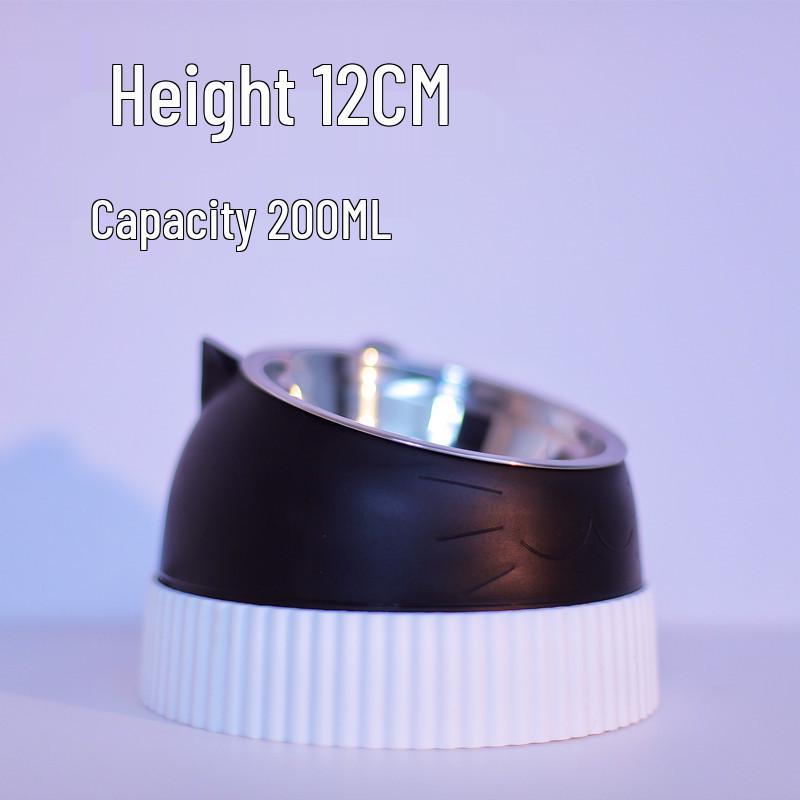 Elevated Stainless Steel & Ceramic Pet Bowls - Anti-Tip Design for Cats & Dogs, Protects Cervical Vertebrae, Double Bowl Set