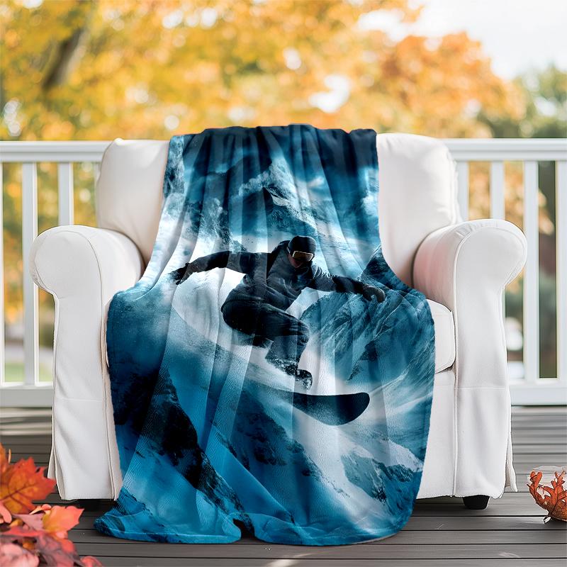 ski Theme Printed Blanket - Perfect for Couch, Bed, Travel & Outdoor Use | Machine Washable, Cozy & Durable.
